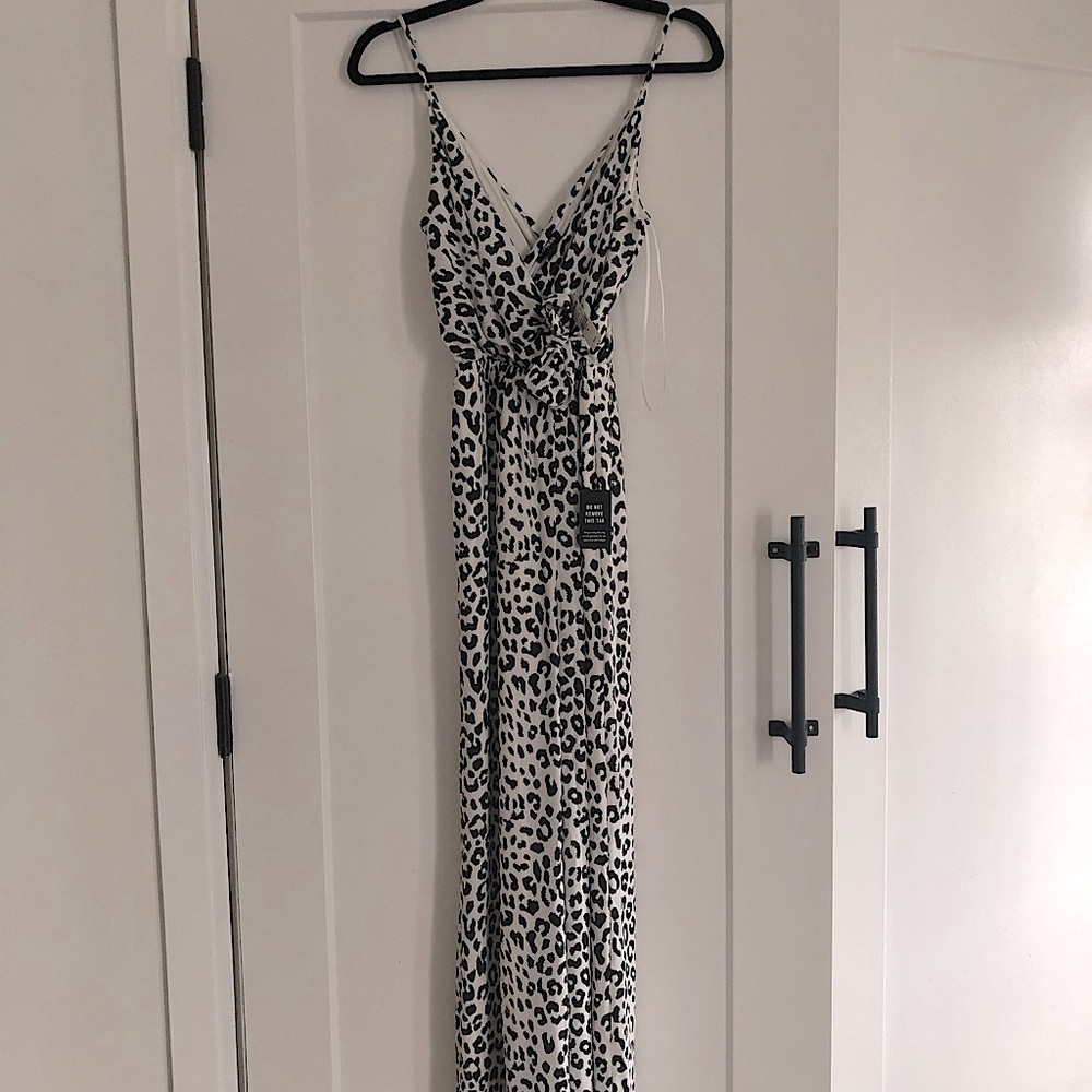 Express black and white flowy pant jumpsuit